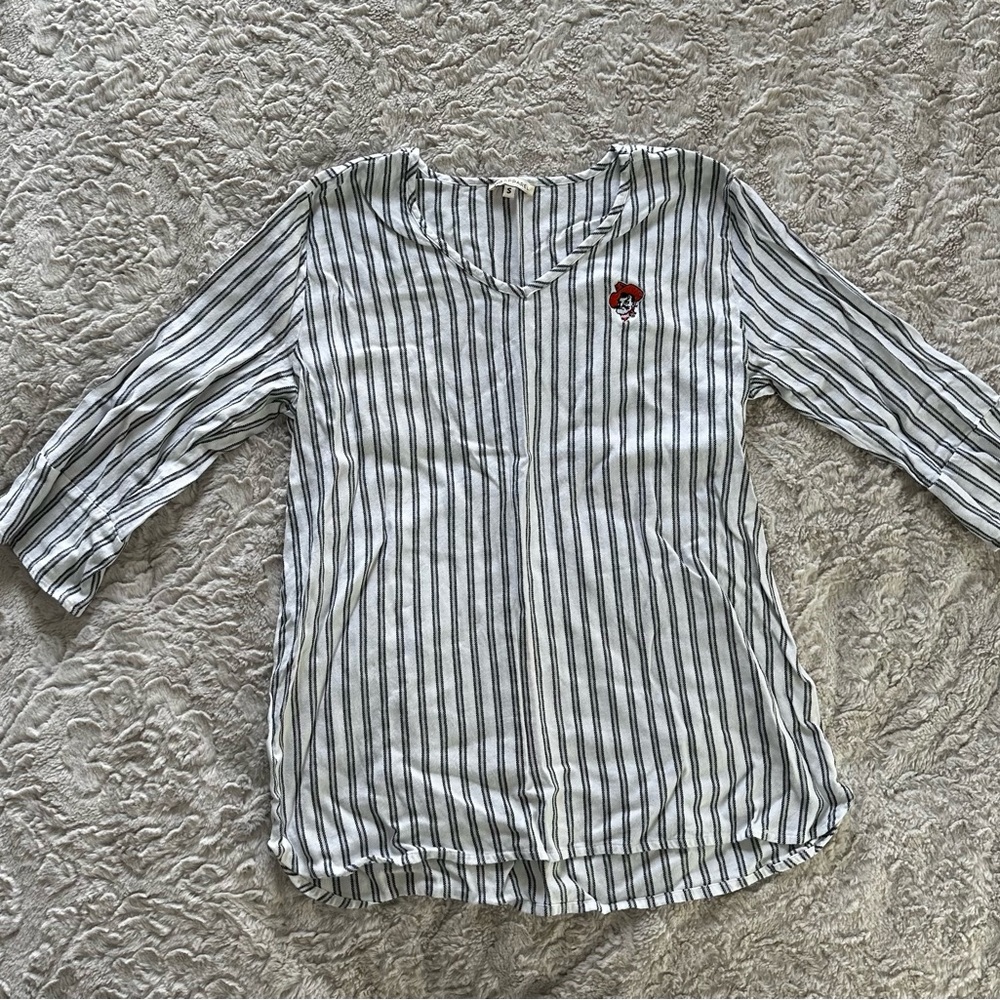 Striped tunic top with logo